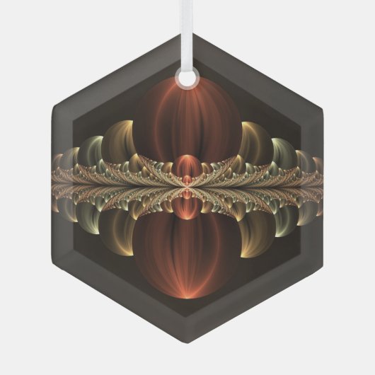 Fantasie Bouw Glanzende Abstracte Fractal Art Glas Ornament (Voorkant)