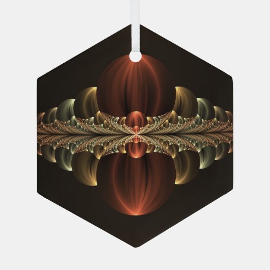 Fantasie Bouw Glanzende Abstracte Fractal Art Glas Ornament (Achterkant)