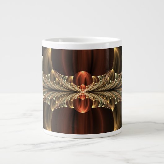 Fantasie Bouw Glanzende Abstracte Fractal Art Grote Koffiekop (Voorkant)