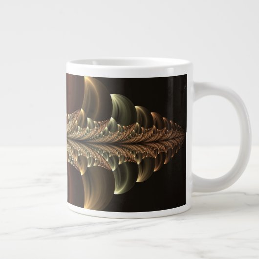 Fantasie Bouw Glanzende Abstracte Fractal Art Grote Koffiekop (Rechts)