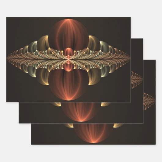 Fantasie Bouw Glanzende Abstracte Fractal Art Inpakpapier Vel (Set)