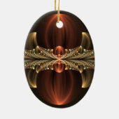 Fantasie Bouw Glanzende Abstracte Fractal Art Keramisch Ornament (Achterkant)