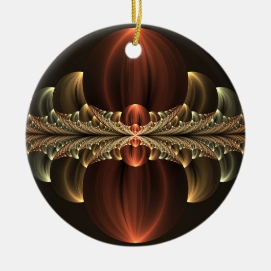 Fantasie Bouw Glanzende Abstracte Fractal Art Keramisch Ornament (Voorkant)