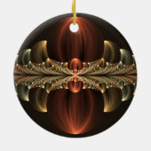 Fantasie Bouw Glanzende Abstracte Fractal Art Keramisch Ornament (Achterkant)