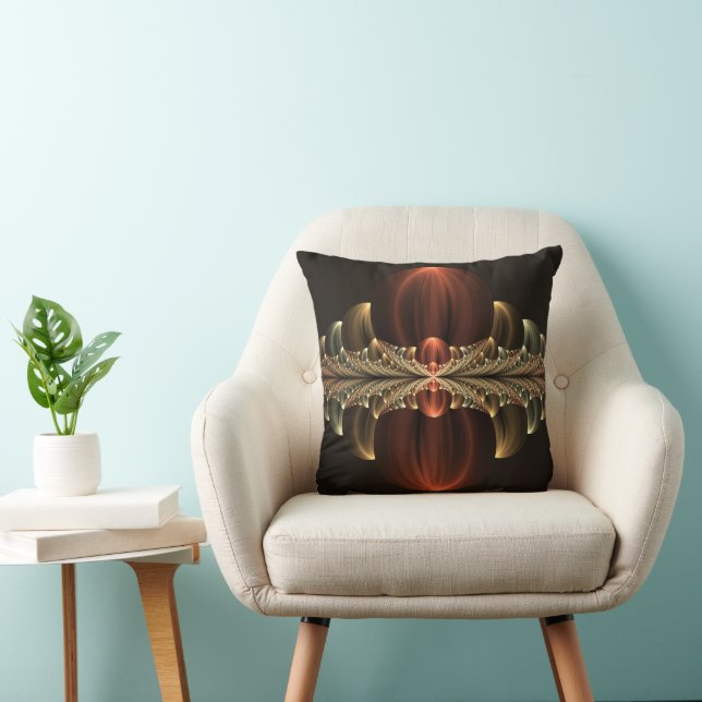 Fantasie Bouw Glanzende Abstracte Fractal Art Kussen (Stoel)