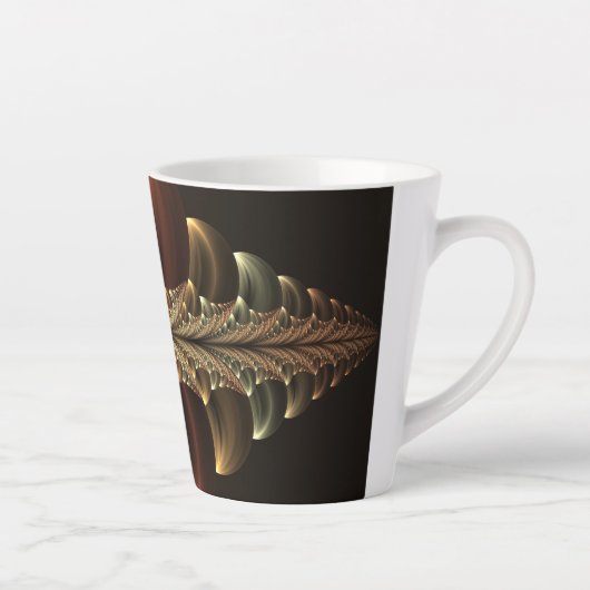 Fantasie Bouw Glanzende Abstracte Fractal Art Latte Mok (Rechts)