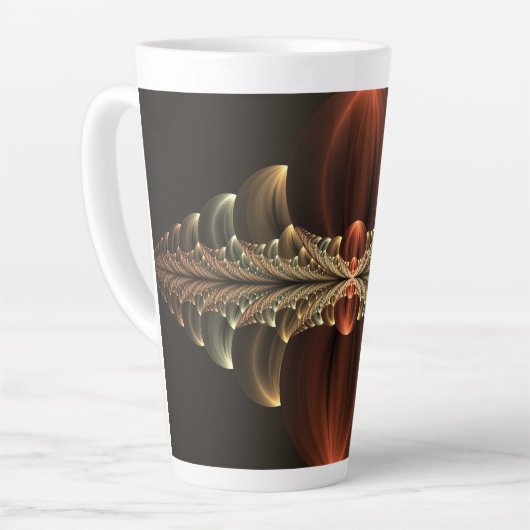 Fantasie Bouw Glanzende Abstracte Fractal Art Latte Mok (Linkerhoek)