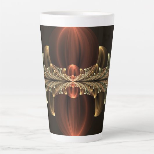 Fantasie Bouw Glanzende Abstracte Fractal Art Latte Mok (Voorkant)