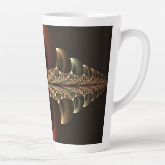 Fantasie Bouw Glanzende Abstracte Fractal Art Latte Mok (Rechts)