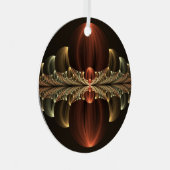 Fantasie Bouw Glanzende Abstracte Fractal Art Metalen Ornament (Voorkant Rechts)