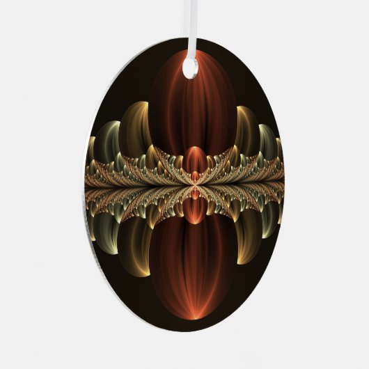 Fantasie Bouw Glanzende Abstracte Fractal Art Metalen Ornament (Voorkant Rechts)