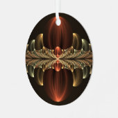 Fantasie Bouw Glanzende Abstracte Fractal Art Metalen Ornament (Voorkant links)