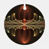 Fantasie Bouw Glanzende Abstracte Fractal Art Metalen Ornament (Achterkant)