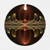 Fantasie Bouw Glanzende Abstracte Fractal Art Metalen Ornament (Voorkant)