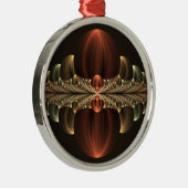 Fantasie Bouw Glanzende Abstracte Fractal Art Metalen Ornament (Rechts)