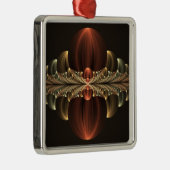 Fantasie Bouw Glanzende Abstracte Fractal Art Metalen Ornament (Rechts)