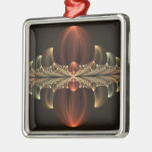 Fantasie Bouw Glanzende Abstracte Fractal Art Metalen Ornament (Links)