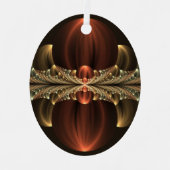 Fantasie Bouw Glanzende Abstracte Fractal Art Metalen Ornament (Voorkant)