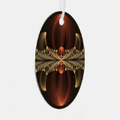 Fantasie Bouw Glanzende Abstracte Fractal Art Metalen Ornament (Voorkant Rechts)