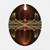 Fantasie Bouw Glanzende Abstracte Fractal Art Metalen Ornament (Achterkant)