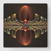 Fantasie Bouw Glanzende Abstracte Fractal Art Vierkante Klok (Voorkant)