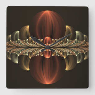 Fantasie Bouw Glanzende Abstracte Fractal Art Vierkante Klok