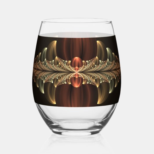 Fantasie Bouw Glanzende Abstracte Fractal Art Wijnglas Zonder Voet (Voorkant)