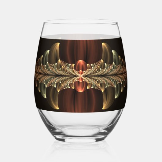 Fantasie Bouw Glanzende Abstracte Fractal Art Wijnglas Zonder Voet (Achterkant)