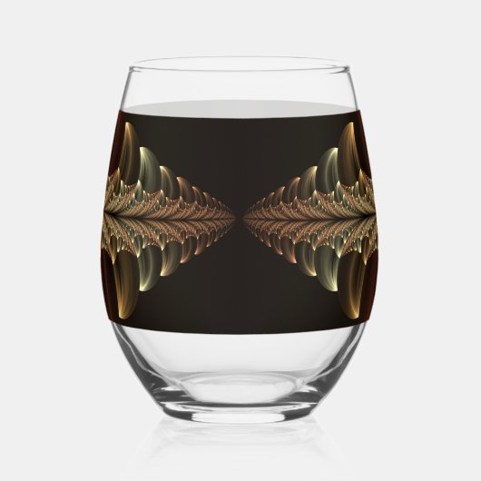 Fantasie Bouw Glanzende Abstracte Fractal Art Wijnglas Zonder Voet (Rechts)