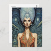 Fantasie buitenaardse vrouw briefkaart (Voorkant / Achterkant)