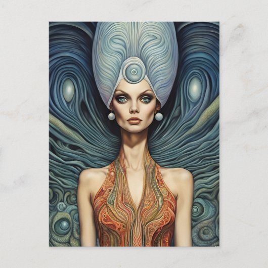 Fantasie buitenaardse vrouw briefkaart (Voorkant)