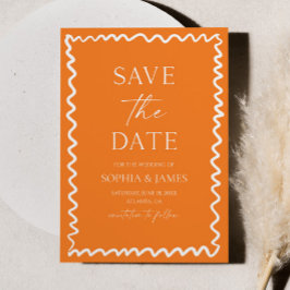 Fantasie Citrus Oranje Golflijn Trouwfeest Save The Date