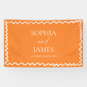 Fantasie Citrus Oranje Golflijn Trouwfeest Spandoek (Horizontaal)