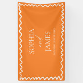 Fantasie Citrus Oranje Golflijn Trouwfeest Spandoek (Verticaal)