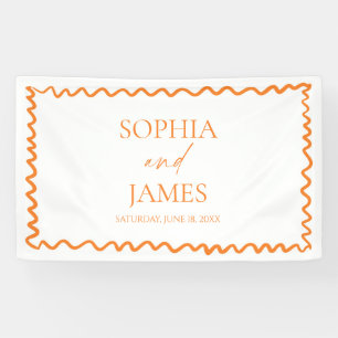 Fantasie Citrus Oranje Golflijn Trouwfeest Spandoek