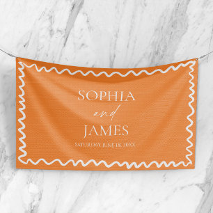 Fantasie Citrus Oranje Golflijn Trouwfeest Spandoek