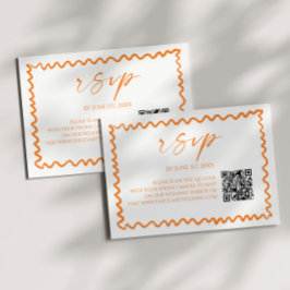 Fantasie Citrus Oranje QR Code Huwelijk RSVP Kaartje