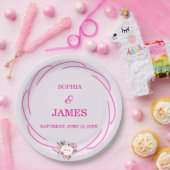 Fantasie Citrus Roze & bloem Huwelijk Bord (Feest)