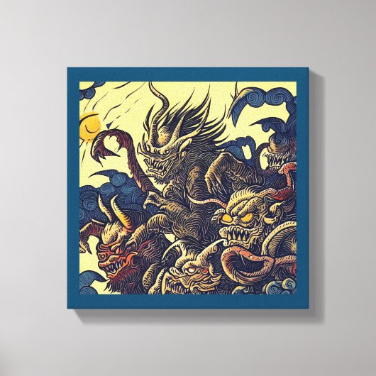 Fantasie Demonen - Houtsnede 4 Canvas Afdruk (Voorkant)