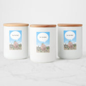 Fantasie dinosaurus in de woestijn voedselcontainer etiket (Flessen)