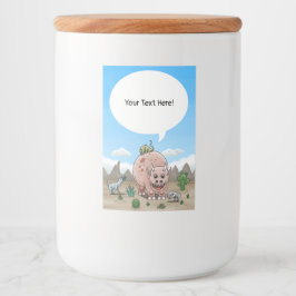 Fantasie dinosaurus in de woestijn voedselcontainer etiket