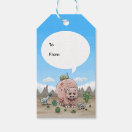 Fantasie dinosaurus verjaardag cadeaulabel