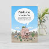 Fantasie dinosaurus verjaardag kaart (Staand voorkant)