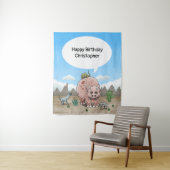 Fantasie dinosaurus verjaardag wandkleed (In situ)