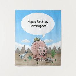 Fantasie dinosaurus verjaardag wandkleed