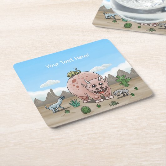 Fantasie Dinosaurussen Kartonnen Onderzetters (Schuin)