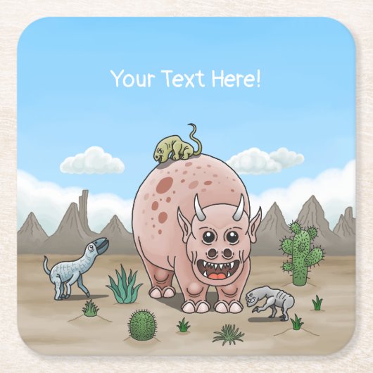 Fantasie Dinosaurussen Kartonnen Onderzetters (Voorkant)