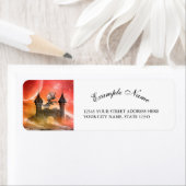 Fantasie, draak op het kasteel etiket (Insitu)