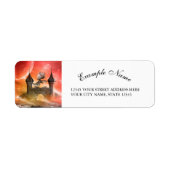 Fantasie, draak op het kasteel etiket (Voorkant)