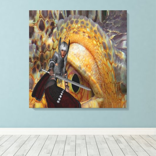 Fantasie Draak Volksverhaal Canvas Afdruk (Insitu (Houten vloer))